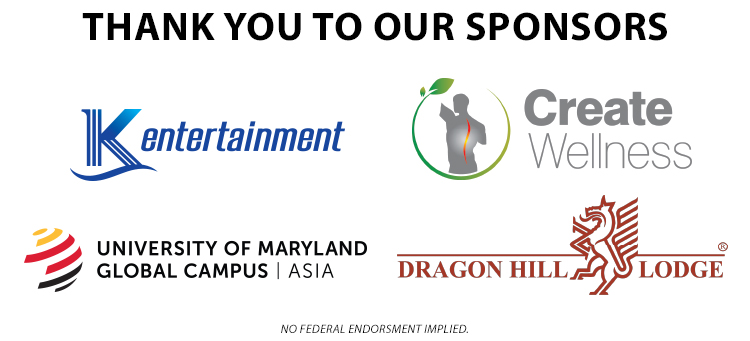 Thank you to our Tree Lighting Sponsors: K Entertainment, Create Wellness Center, University of Maryland Global Campus, Dragon Hill Lodge. No federal endorsement implied. 
